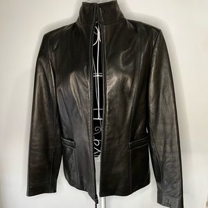 Cole Haan Black Lambskin Leather Jacket